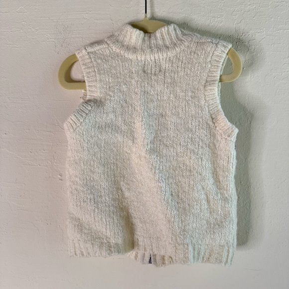 Baby Gap Cream and Gray Patterned Knit Vest Full Zip Wool Blend Size 2T - Picture 4 of 4